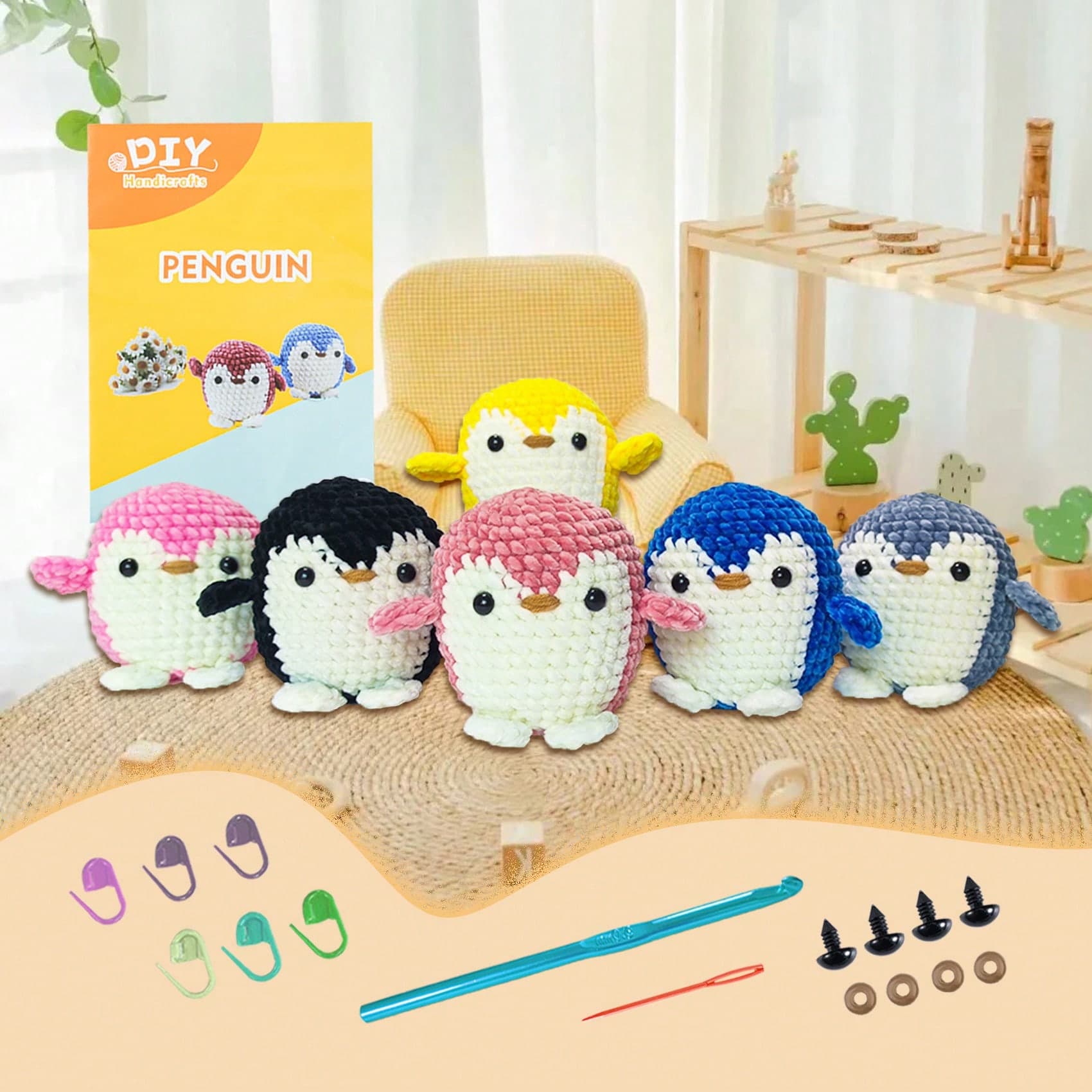 Kit De Matériel De Jouet En Peluche Pour Pingouin De 6 Couleurs Pour Poupée Fabriquée À La Main Pour Adulte, Avec Tutoriel Vidéo Étape Par